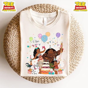 Custom Name Disney Moana Birthday T-Shirt, Custom Princess Girl T-Shirt, Disney Moana Princess Birthday Party Tee, Matching Birthday T-Shirt