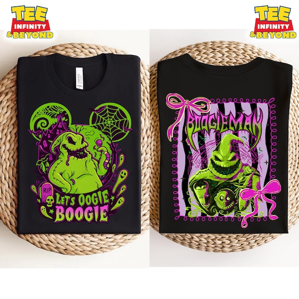 Maglietta Coquette Oogie Boogie, maglietta Let's Oogie Boogie, maglietta grafica Nightmare Before Christmas, maglietta Pastel Goth di Halloween