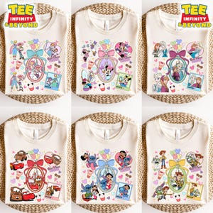 Coquette Bows Disney Bestie Minnie Daisy T-shirt, Disney Stitch n Lilo Shirt, Disney Cars Shirt, Disney Frozen Shirt, Disney Toy Story Shirt