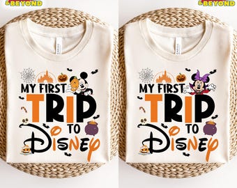 Camiseta de Halloween "Mi primer viaje a Disney", camiseta de Halloween "Mi primer viaje a Disney" de Mickey y Minnie, camiseta familiar Disney a juego