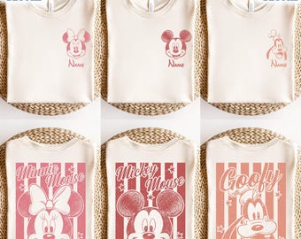 Custom Name Disney Mickey And Friends T-Shirt, Mickey Family Stripes Style Shirt, Disney Group Shirt, Disney Family Matching Vacation Outfit