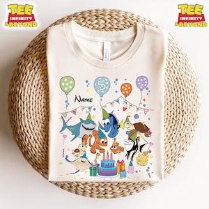 Custom Name Disney Finding Nemo Birthday T-Shirt, Pixar Finding Nemo Matching Tee, Funny Ocean Birthday Gift For Kids
