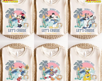 Spersonalizowana koszulka Disney Cruise Myszka Miki i Przyjaciele, Wszystkie postacie Let's Cruise Disney Family Cruise Vacation 2025, Disney Wish Dream Magic
