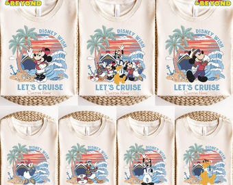 Spersonalizowana koszulka Disney Cruise Myszka Miki i Przyjaciele, Wszystkie postacie Let's Cruise Disney Family Cruise Vacation 2025, Disney Wish Dream Magic