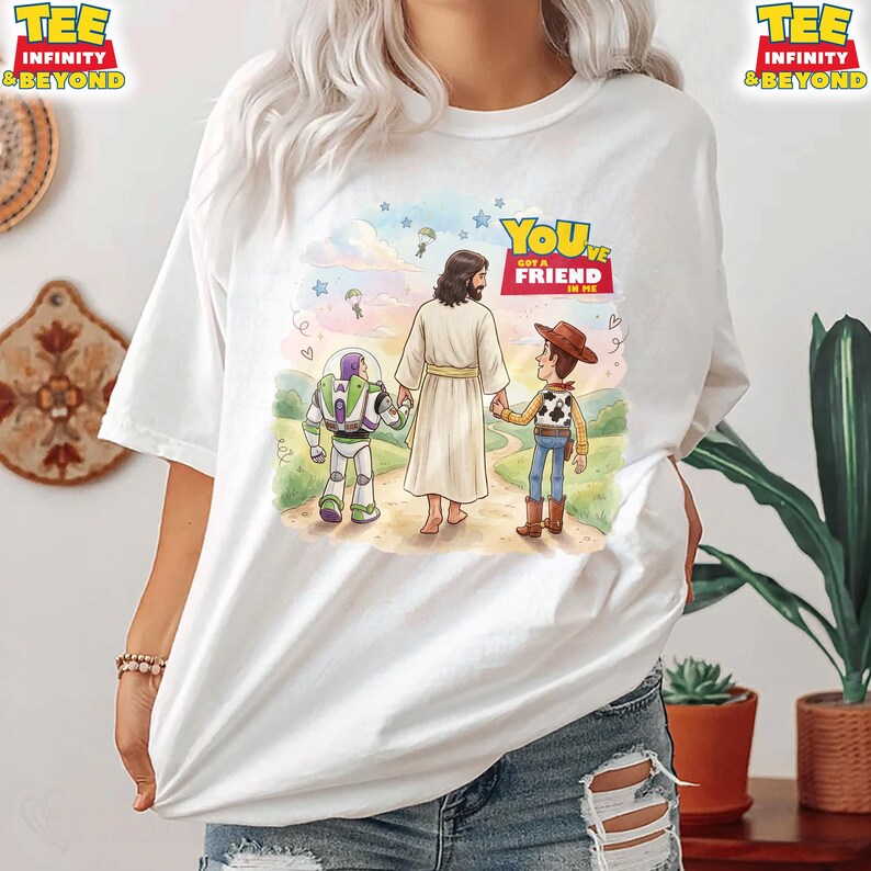 Jesus You've Got A Friend In Me T-shirt, Jesus och Disney Toy Story vänner-tröja, kristen Toy Story-tröja, Jesus tro vänskap-t-shirt bild 7