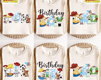 Aangepast Disney Toy Story-verjaardagsshirt, moeder van de jarige / feestvarken, aangepaste naam verjaardagsshirt, Disney-shirt familieverjaardag