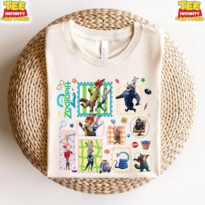 Camiseta con personajes divertidos de Zootopia 2 de Disney, regalo de Zootopia 2 para fans, camiseta de viaje a Disney a juego de Zootopia 2, camiseta familiar de vacaciones de Disney