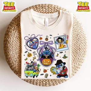 Stitch Horror Halloween T-Shirt, Cute Spooky Stitch Costume Tee, Coquette Mirror Stitch, Disney Stitch And Friends Halloween Gift