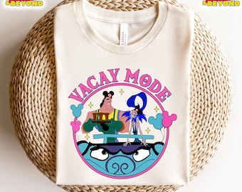 Retro Disney Villains Yzma and Kronk Mickey Balloon Vacay Mode T-shirt, The Emperor's New Groove Tee, Disneyland Family Holiday 2024 Trip