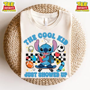 The Cool Kid Just Showed Up Stitch Disney T-Shirt, Lilo & Stitch Back To School Checkered Tee, Disney Stitch First Day Of School Outfit