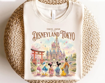 Disneyland Tokyo Japan 1983 T-Shirt, Mickey And Friends Kimono Tee, Disney Family Japan Vacation Shirt, Disney Japan Travel Gift For Lovers