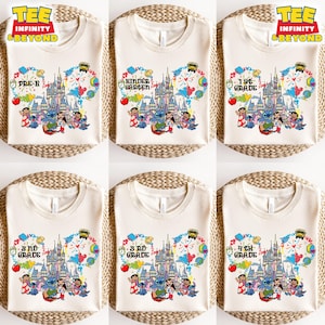 Disney Lilo & Stitch Back To School T-Shirt, Disneyland Grade Level Pre-K To 4th Grade Tee, Lilo Stitch And Mickey First Day Of School Shirt