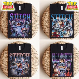 Vintage Stitch Bootleg T-shirt, Lilo & Stitch Movie 2025, Disneyland Birthday Gifts Tee, Disneyworld Trip Tee, Stitch Family Graphic Shirt