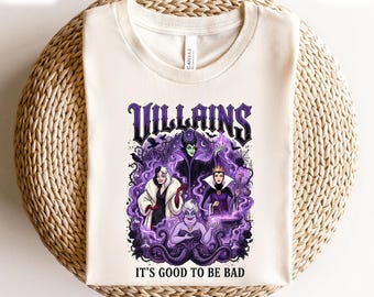 Disney Villains Shirt, It’s Good to Be Bad Graphic Tee, Purple Halloween Unisex Shirt, Spooky Season Theme Park Vacation Villain Gift