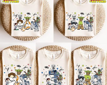 Camiseta personalizada para niños y niñas con nombre y edad de Star Wars, camiseta personalizada de Star Wars Darth Vader Boba Fett, viaje familiar a Disneyland 2025