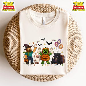 MineC Halloween T-Shirt, Spooky Fall Gamer Shirt, Trick Or Treat Gamer Style Tee, Cute Pixel Characters Shirt, Gamer Style Halloween Shirt