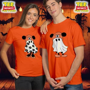 Camiseta de Mickey y Minnie Fantasma de Disney, Camiseta de Colores Cómodos, Camiseta de Halloween de Mickey, Camiseta de Halloween de Minnie, Camiseta de Halloween de Disney