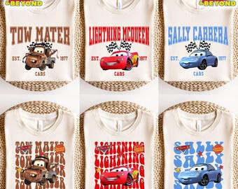 Disney Bilar-tröja, Pixar Lightning McQueen-tröja, Bilar Sally-tröja, Disney-familjesemestertröja, Disneyland-semestertröja, PixarMater-tröja