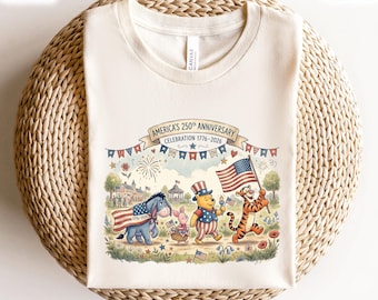 Disney Patriotic Pooh And Friends Shirt, Winnie The Pooh 4th Of July Tee, USA Flag Celebration 1776 2026 Tee, America 250th Anniversary Tee