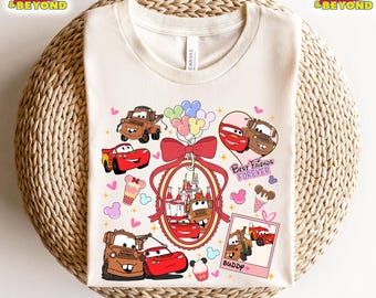 Camiseta con lazos retro de Disney Cars, camiseta de Pixar Rayo McQueen, camisetas de Disney "Mejores amigos para siempre", camiseta de regalo para mi mejor amiga