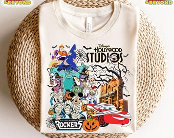 Disney Hollywood Studios Halloween T-Shirt, Disney Halloween Rockers & Tower Of Terror Tee, Disneyland Hollywood Studios Characters Tee