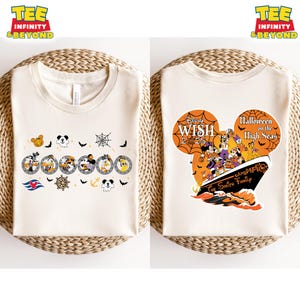 Custom Name Disney Halloween On The High Seas Shirt, Disney Wish 2025 Mickey And Friends Cruise Halloween Tee, Halloween Family Cruise Trip