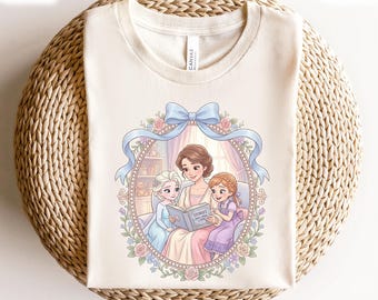 Disney Mom T-Shirt, Disney Elsa Anna And Mom Best Mom Ever T-Shirt, Coquette Bow Mother's Day T-Shirt, Disney Frozen Matching Family T-Shirt
