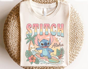 Disney Stitch Aloha T-Shirt, Stitch Summer Vibes T-Shirt, Disney Lilo And Stitch Beach Vacation T-Shirt, Disney Tropical Summer Trip T-Shirt