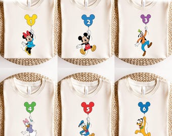 Mickey And Friends Balloon T-Shirt, Cute Mickey Balloon Family Trip Matching Tee, Disneyland Vacation Outfit For Fans, Disney Balloon Shirt