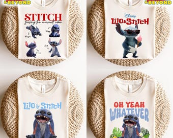 T-shirt d'été Stitch, film Lilo & Stitch 2025, chemise d'été tendance, chemise extraterrestre bleue, t-shirt voyage Disneyworld, chemise graphique famille Stitch