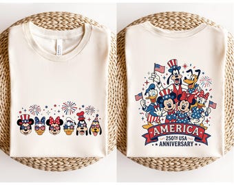 USA 250th Anniversary Mickey And Friends T-Shirt, Disney 4th Of July Shirt, Patriotic Disney Gifts, Disneyland Independence Day Family Shirt