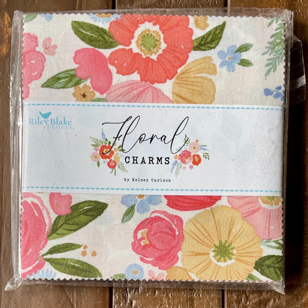 Riley Blake Floral Charms Fabric Pre-cut Charm Pack 5 Inch Squares - Etsy