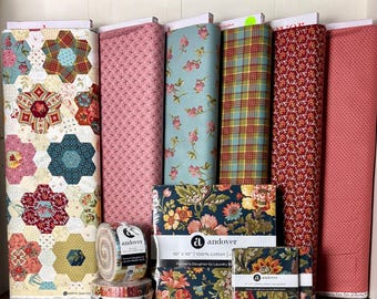 RESTOCKED Farmer’s Daughter with Sarah's Garden by Laundry Basket Quilts for Andover Fabrics: Layer Cake, Jelly roll, Charm pack and Yardage