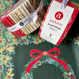 Good Tidings by Makower UK for Andover Fabrics: Jelly Roll, Panels and Yardage