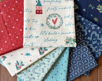 Arrival of Winter by Sandy Gervais for Riley Blake: Pre-cut Fat Quarter Bundle (8 pieces plus panel)