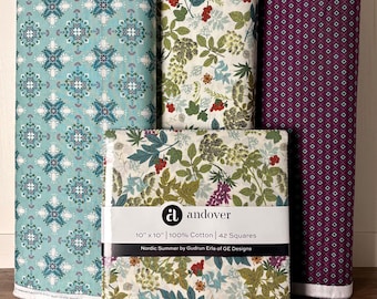 Nordic Summer by Gudrun Erla of GE Designs for Andover Fabrics: Layer Cake and Yardage