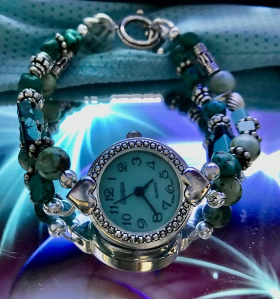 Turquoise & Sterling Silver Band Watch - Etsy display picture 3