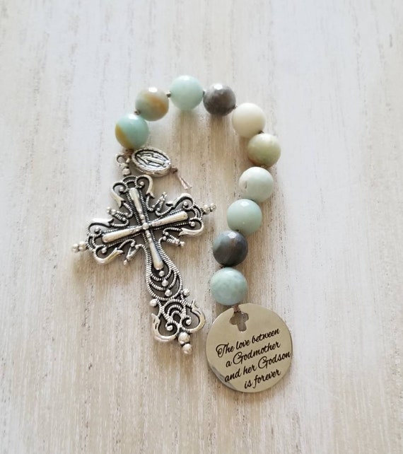 Will you be my godmother, godmother proposal gift, gift from godson,  religious gift, catholic rosary beads, baptism gift, christening gift