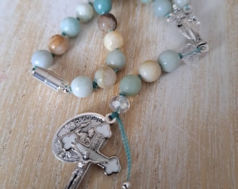 Car rosary for mirror, rosary for car, St Christopher, rearview mirror rosary, rosary car gemstone, blue car rosary, religious gift for her