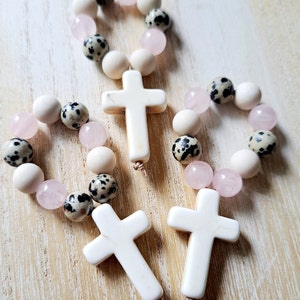 mini rosary favors, bulk baptism keepsake with cross, baby shower gift, christening decor,