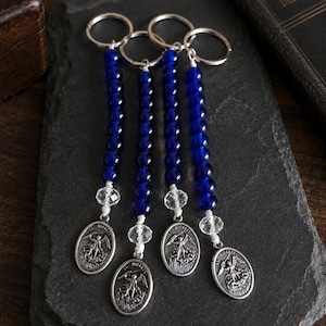 St Michael keychain car, police officer gifts, first responders gifts for men, military keyring, archangel Michael
