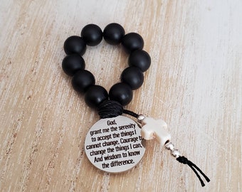 Regalo di preghiera della serenità, regalo di recupero per lui, piccoli grani del rosario, rosario da dito, rosario tascabile, regalo di anniversario di sobrietà, regalo religioso per