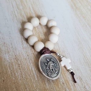 Saint Florian medal, St Florian rosary, patron saint of Firefighters, mini rosary, small prayer beads, religious gifts for him