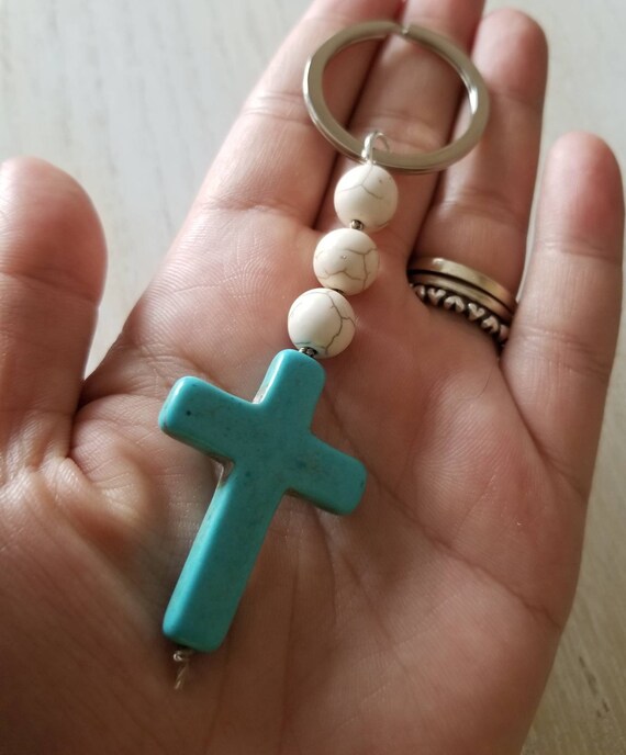Portachiavi A Croce Con Rosario – Bomboniera Religiosa Per Comunione E Cresima – Regalo Per Ragazzi
