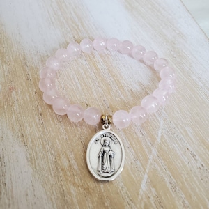 Saint Dymphna bracelet, patron saint jewelry, religious gift for her, sobriety gift for women, mental health gifts, catholic jewelry, anxiet