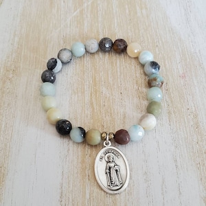 Saint Dymphna bracelet, patron saint jewelry, religious gift for her, sobriety gift for women, mental health gifts, catholic jewelry, anxiet