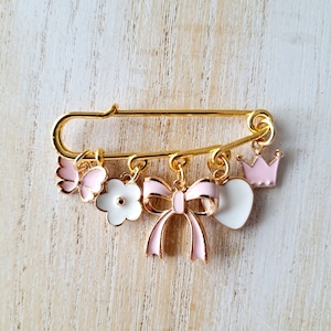 Pink and Gold Baby Girl Keepsake Pin, Baptism Pin, Christening Gift for Girl, Newborn Blessing Pin, Baby Shower Gift, Angel Pin