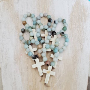 Bulk mini rosary favors, baptism favors for girls, cross favors, finger rosary, blue rosary, religious gift for her, first communion favors