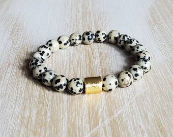 mm bracelet, gold bead bracelet, gemstone bracelet for women, high school graduation gift for her, yoga gift, mala beads, jasper bracelet