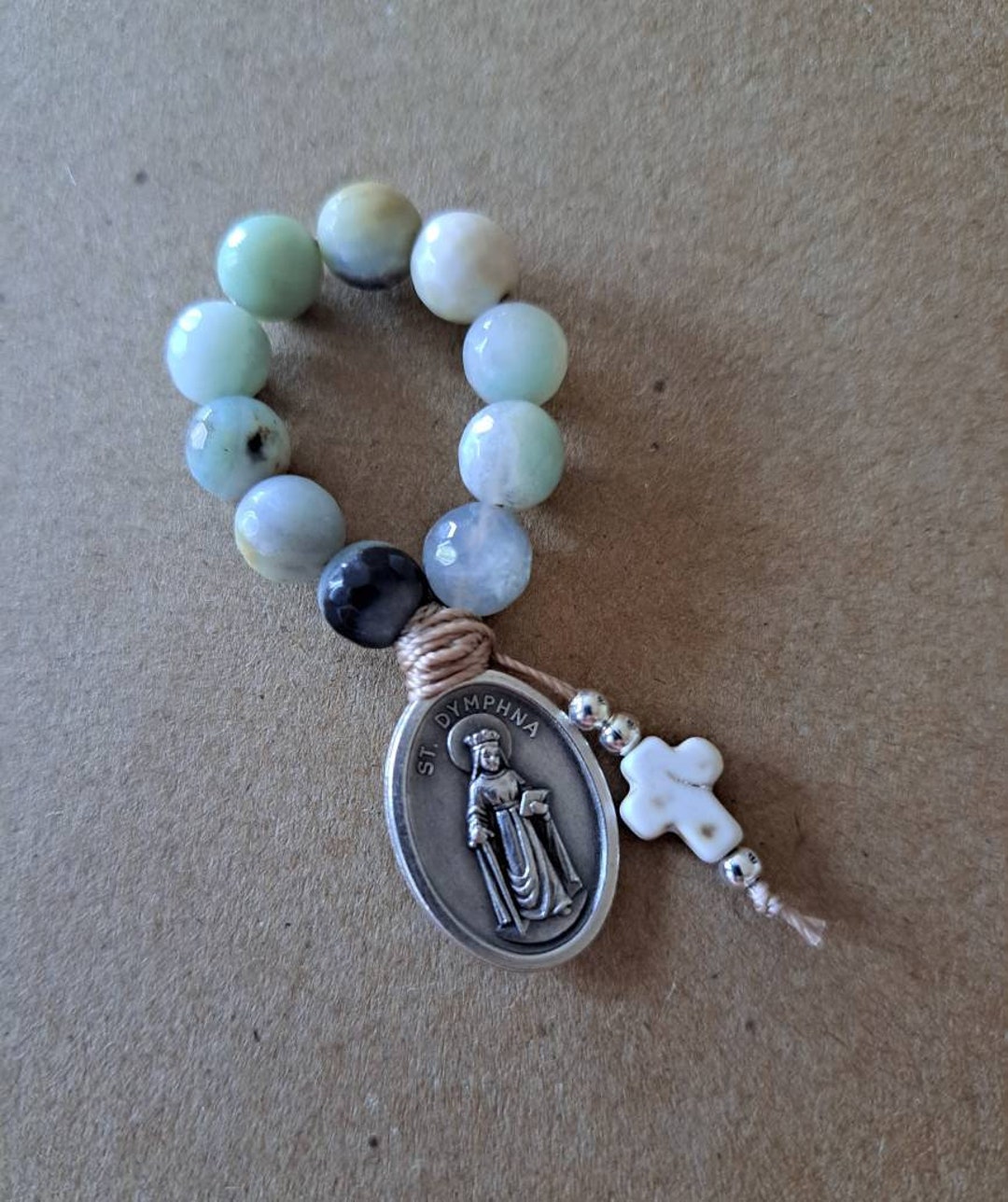 St Dymphna Rosary Beads, Saint Medals, Finger Rosary, Patron Saint of ...